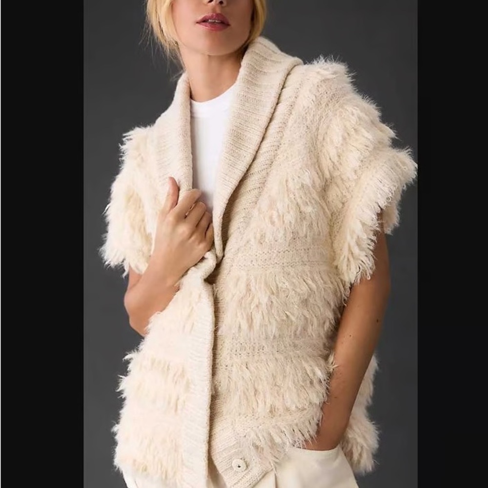 NWT Anthropologie Cream Shaggy Loop Sweater
